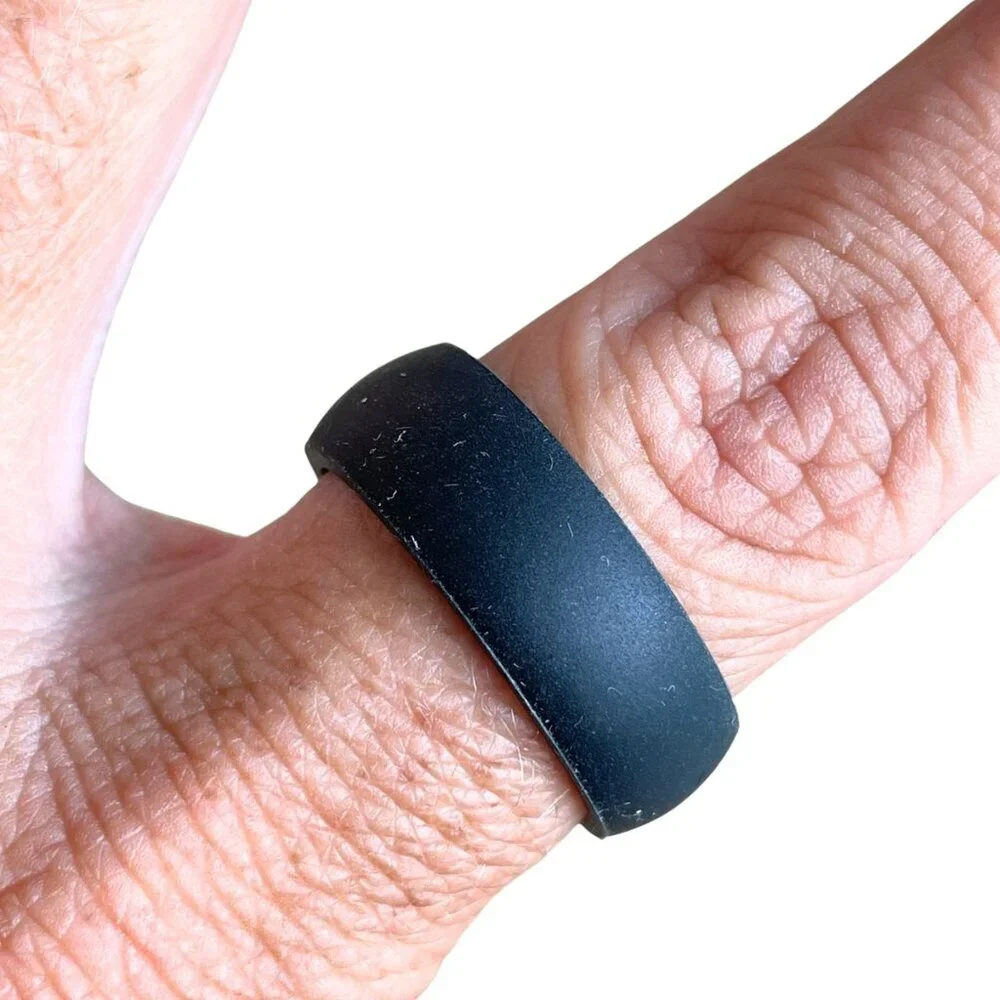 Qalo Silicone Men's Unisex Wedding Band Ring, Black - Size 12